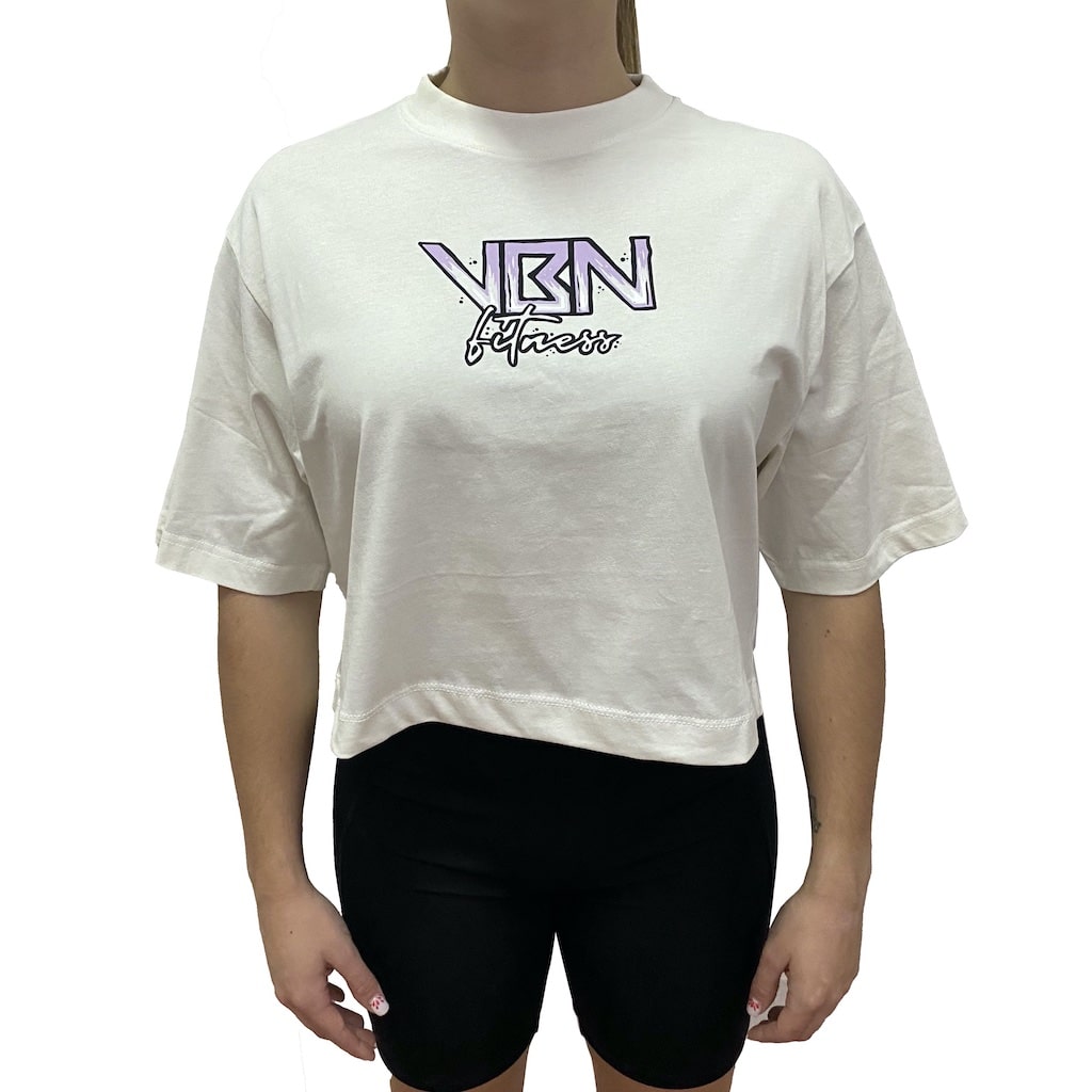camiseta corta oversize mujer win or die blanca vbn fitness