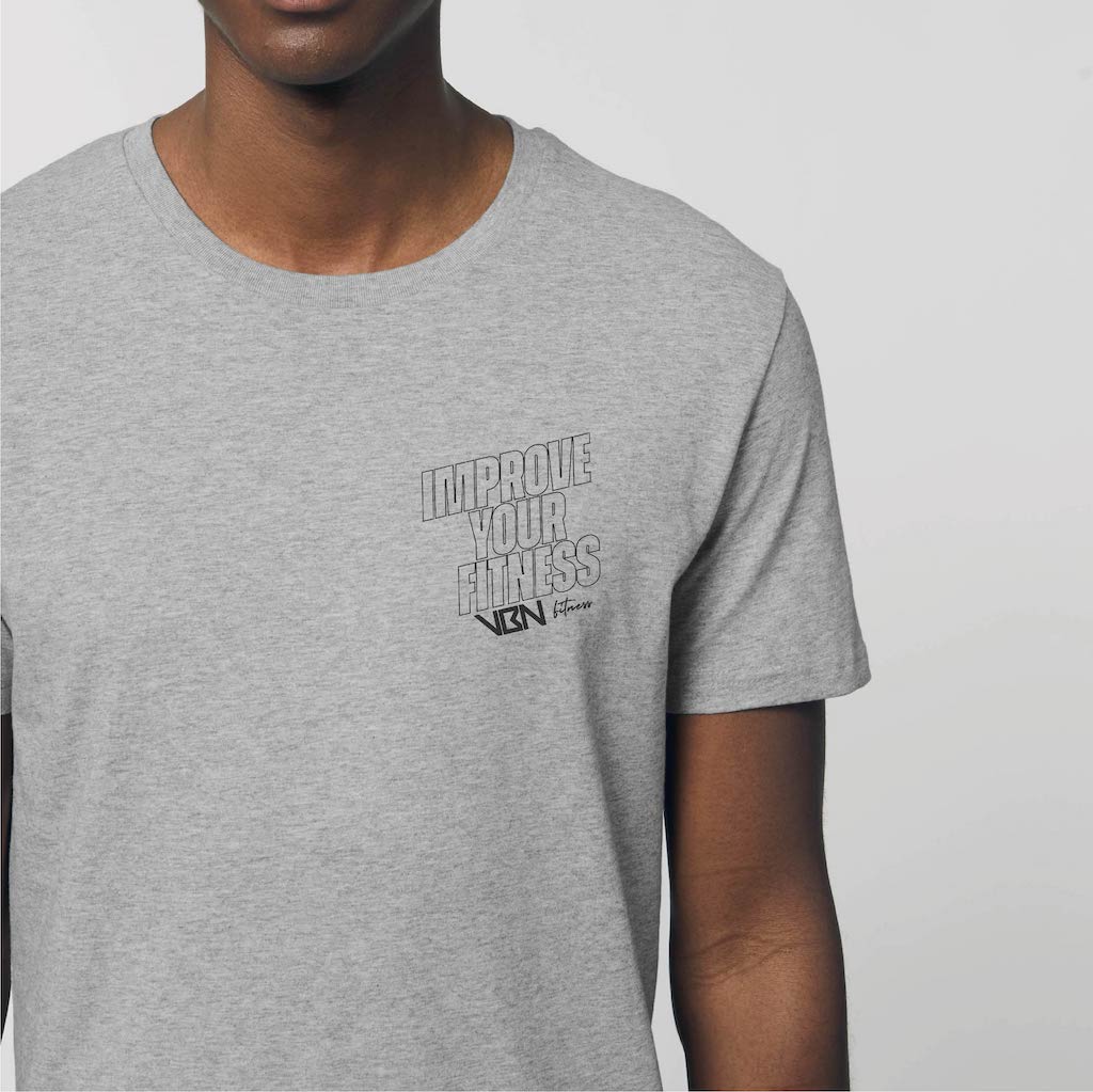 camiseta improve your fitness gris unisex logo