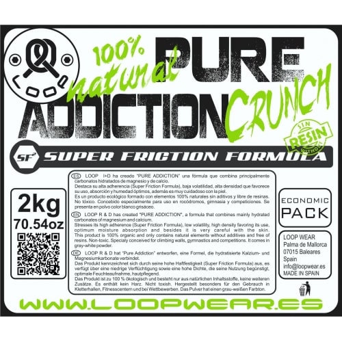 etiqueta Magnesio en polvo granulado Pure Addiction Crunch 2kg loopwear