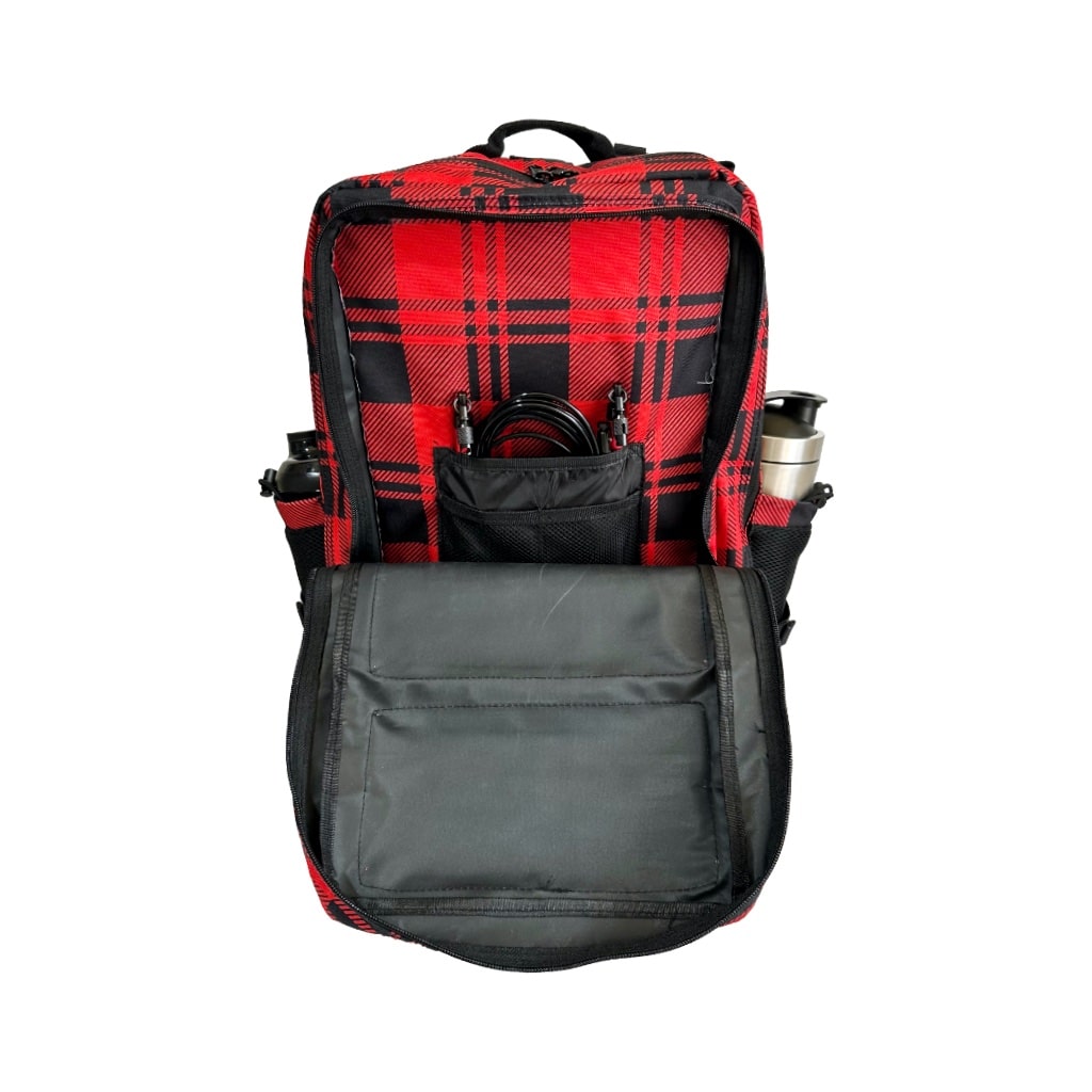 mochila tactica v1 45l vbn fitness rojo escoces