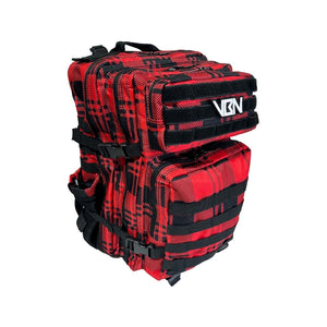 mochila tactica v1 45l vbn fitness rojo escoces