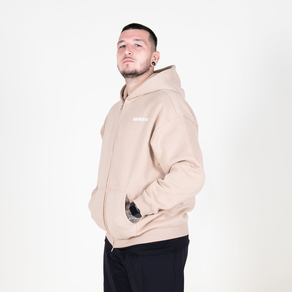 Sudadera M4U Oversize Cremallera Fleece Camel | URBAN